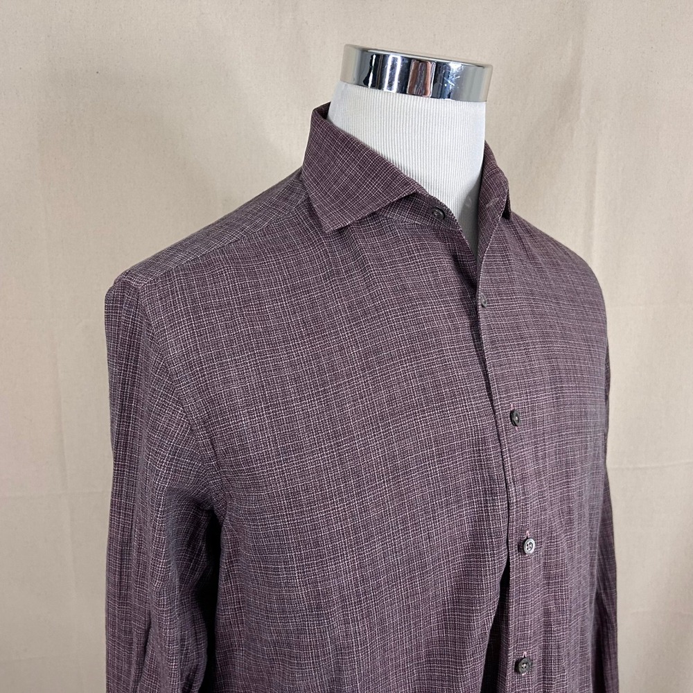 Corneliani ID 16 34/35 Regular Fit Dress Shirt Purple Red Knit Italian Mens